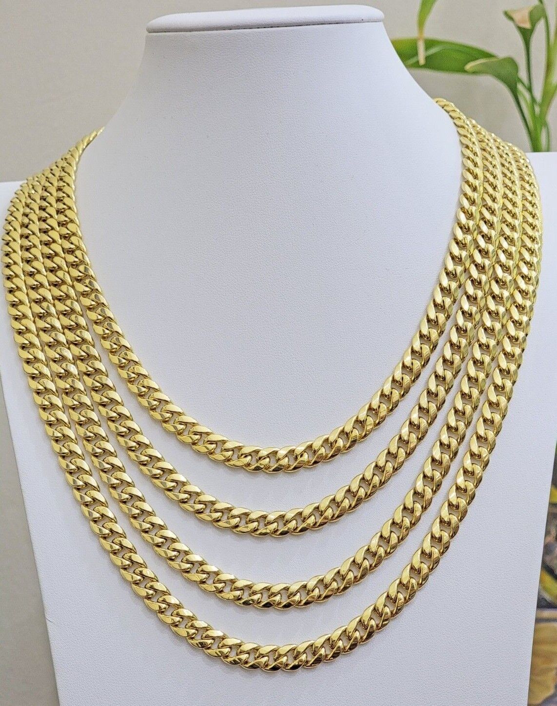 Real 10k Gold Chain Necklace Miami Cuban Link 18" - 28" Inch 8mm Box Lock 10kt Men - GoldenlinQ